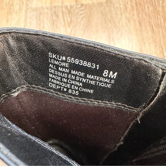 Vintage 90's Y2K Black Ankle Boots Faux Wood Platform Heel Booties - Size 8 - Picture 15 of 16